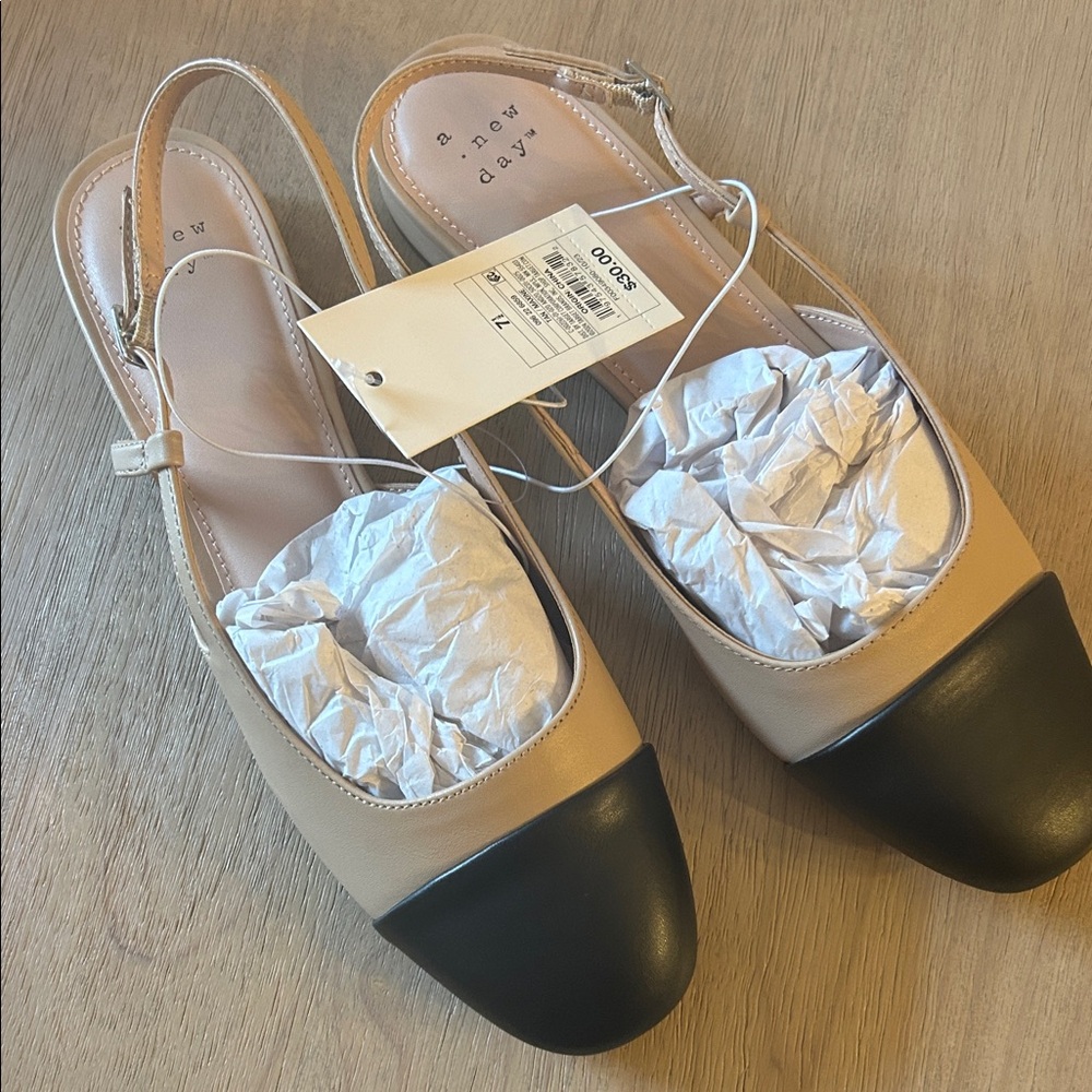 A New Day Beige and Black Loafers